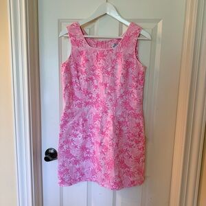 Vintage Lilly Pulitzer Pink and White Printed Shift Dress